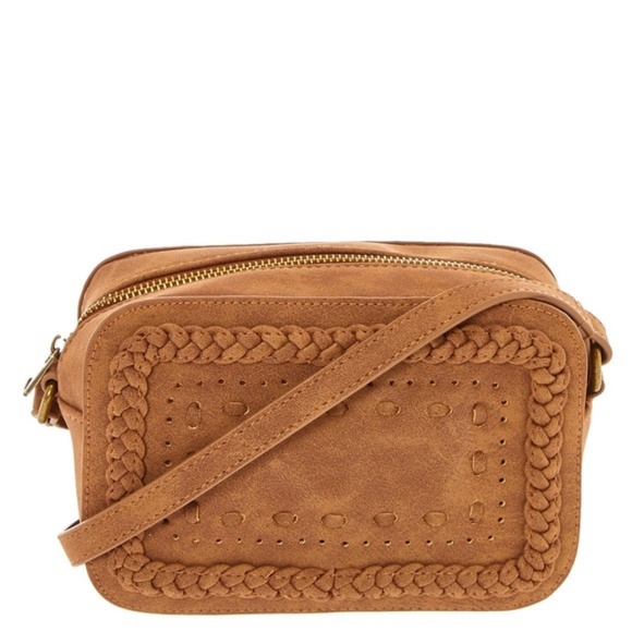NWT Braided Cognac Crossbody Camera Bag - Picture 2 of 3